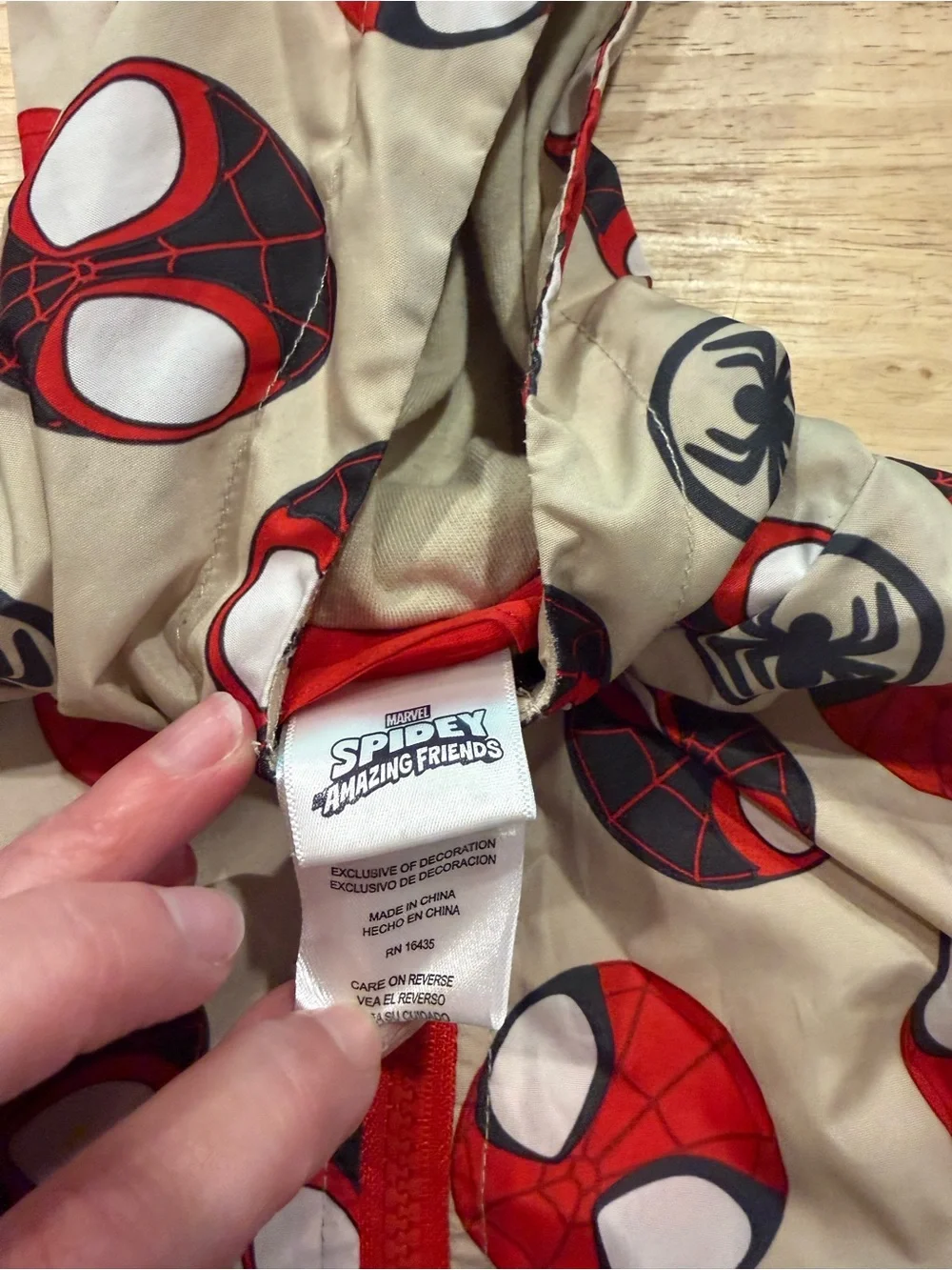 Spider-Man Pattern Hooded Windbreaker - Red, Black, Beige